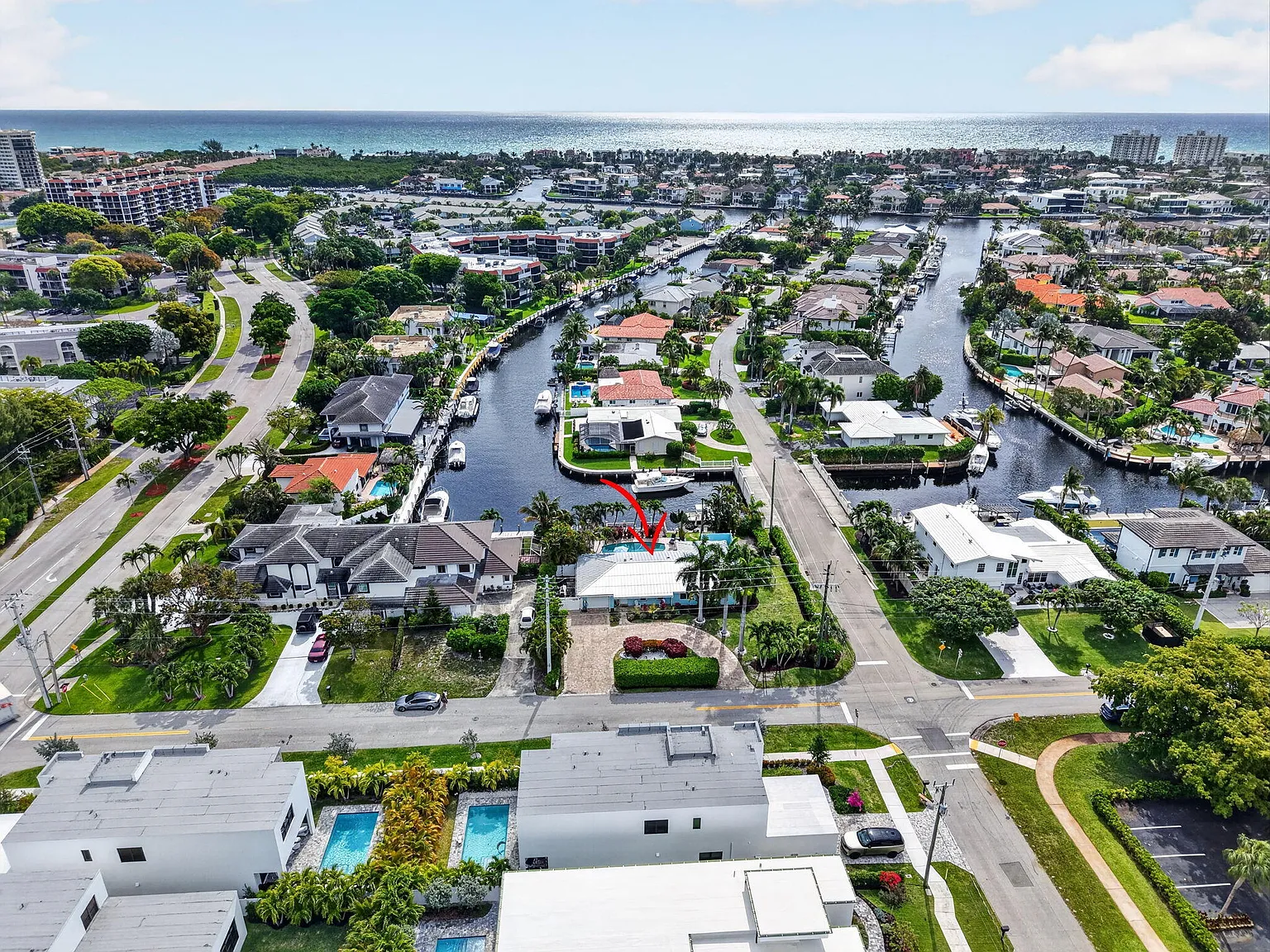 Aerial view of 5800 NE 7th Avenue, looking east toward the Atlantic