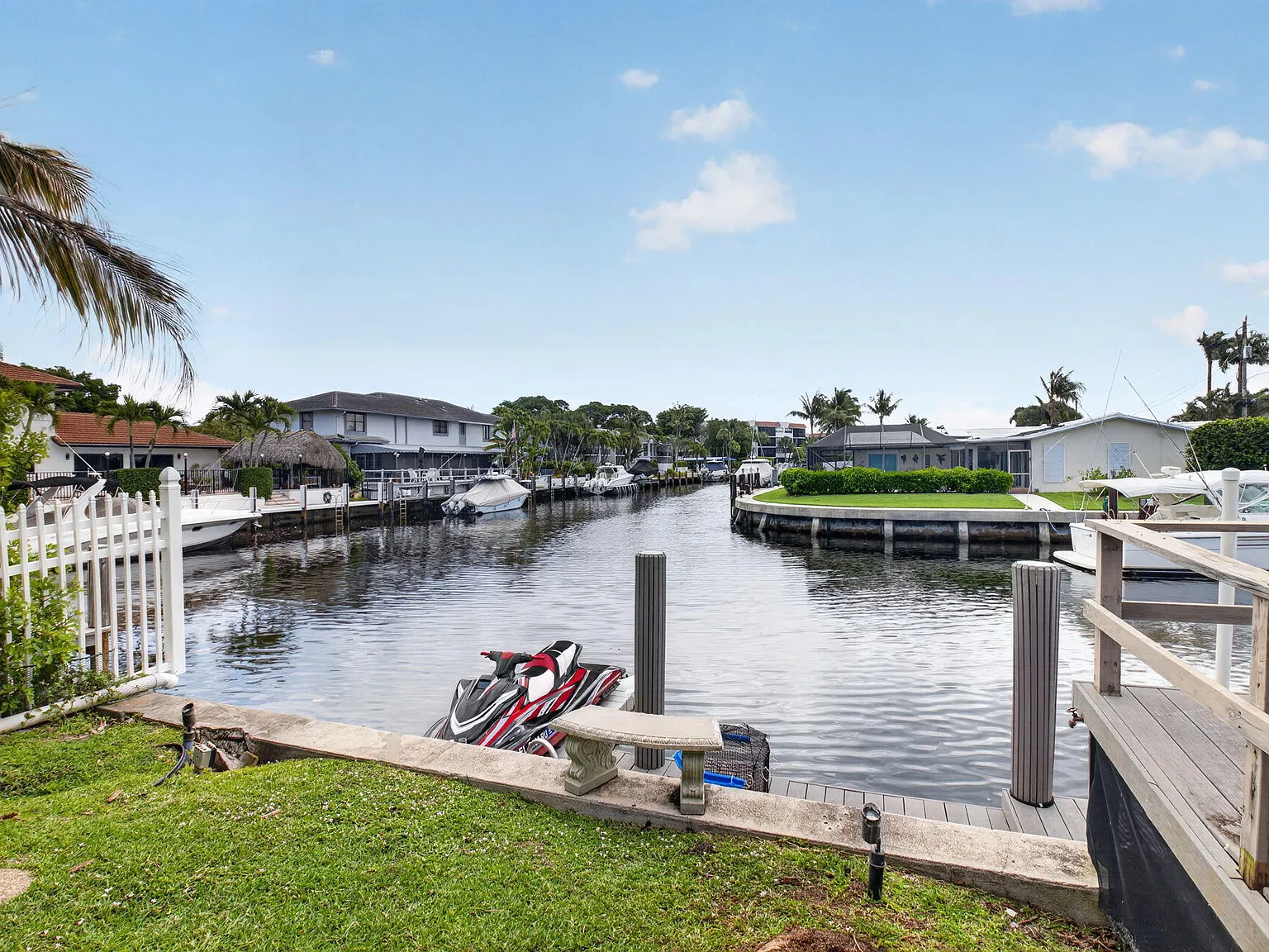Ground-level view down the canal toward the Intracoastal Waterway